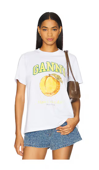 Peach Relaxed T-shirt in Bright White | Revolve Clothing (Global)