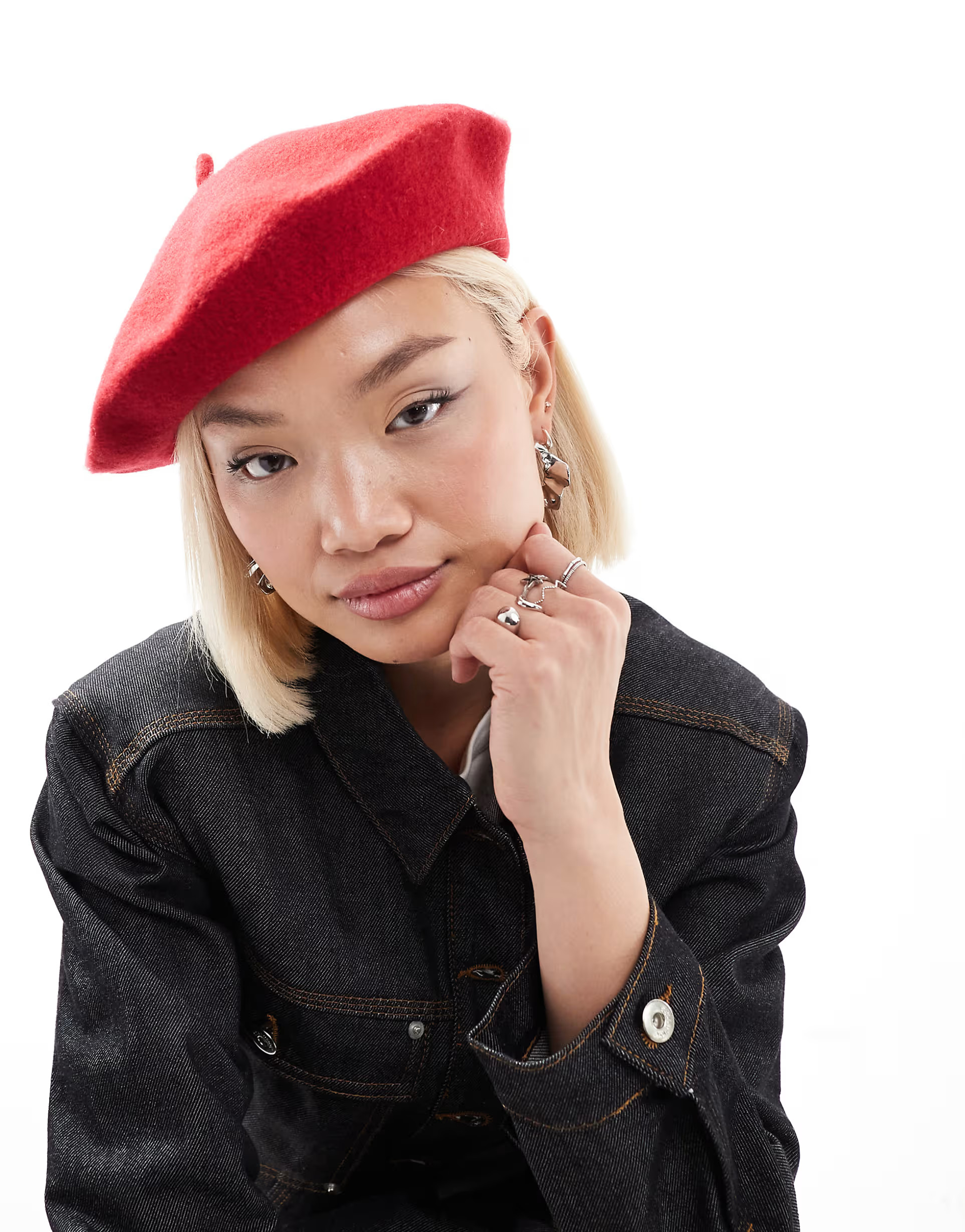 ASOS DESIGN wool beret with improved fit in red | ASOS (Global)