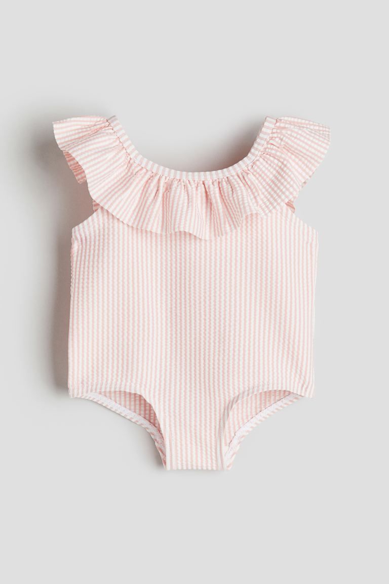 Flounce-trimmed Swimsuit - Light pink/white striped - Kids | H&M US | H&M (US + CA)