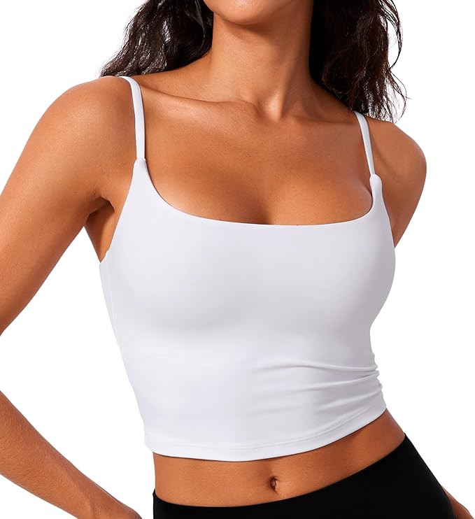 CRZ YOGA Butterlift Womens Scoop Neck Longline Sports Bra - U Back Adjustable Straps Workout Crop... | Amazon (US)
