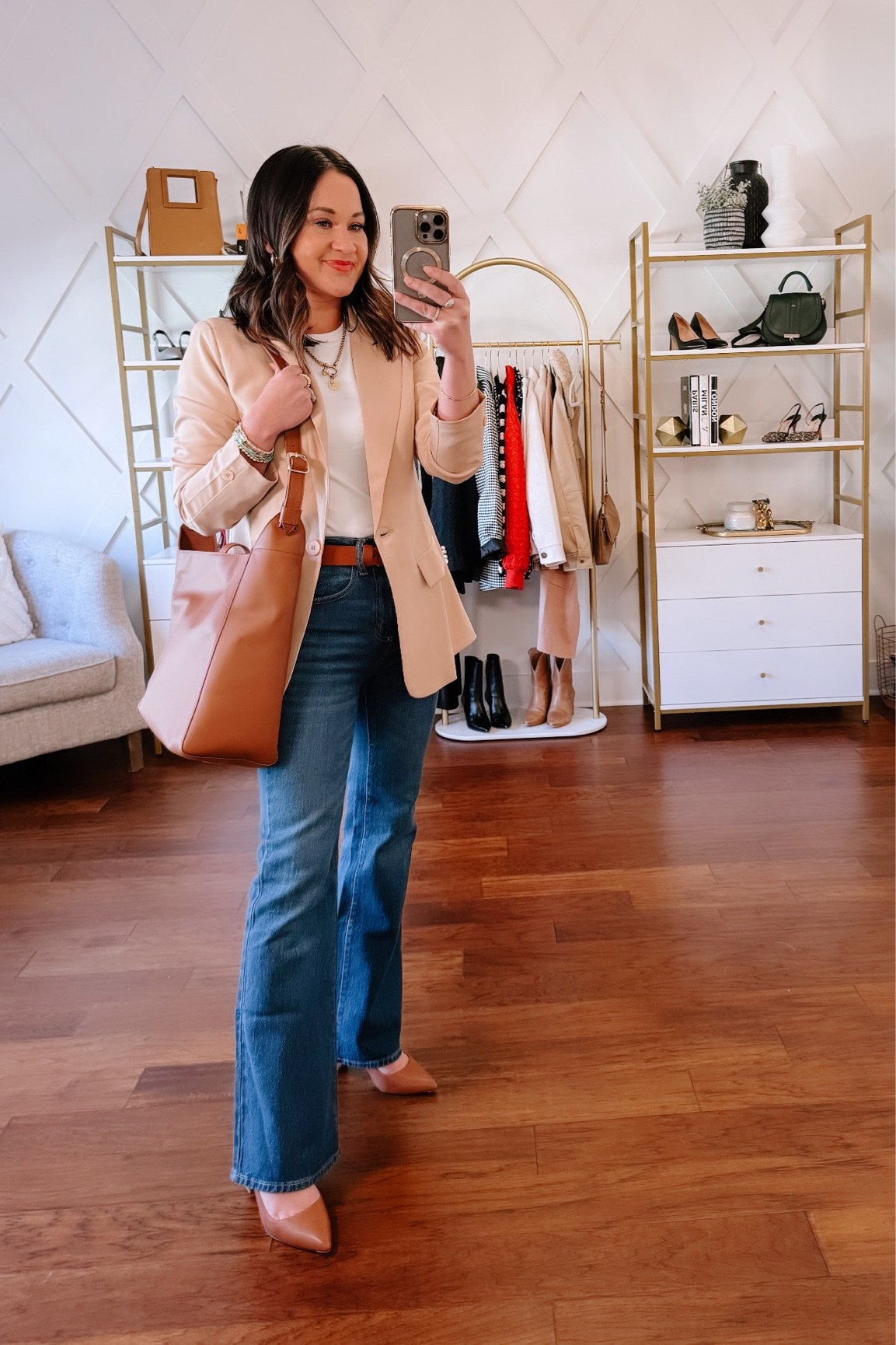 Jeans under $30 wearing 0 short - blazer is an Amazon find under $50 - wearing xs business casual work look - spring outfit ideas 

#LTKSeasonal #LTKSpringSale #LTKsalealert