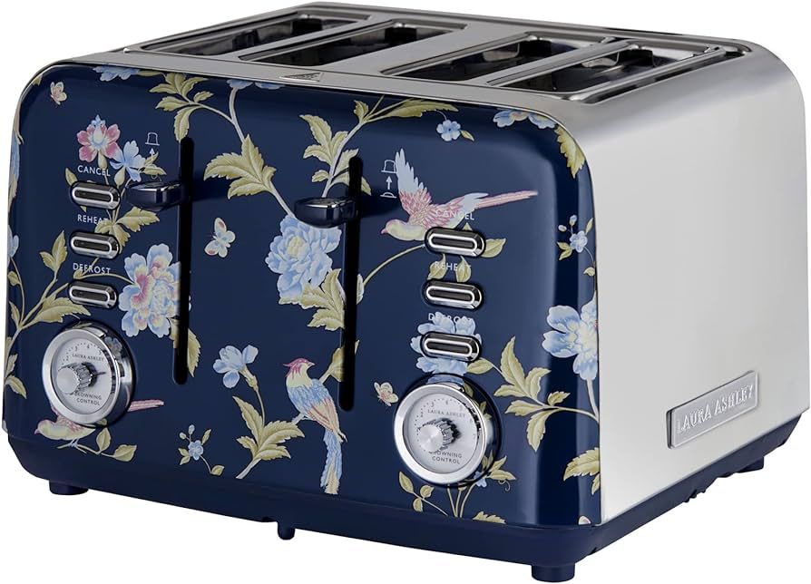 VQ Laura Ashley Elveden Navy Stainless Steel 4 Slice Toaster | Multi-Functional Bagels & Bread To... | Amazon (US)