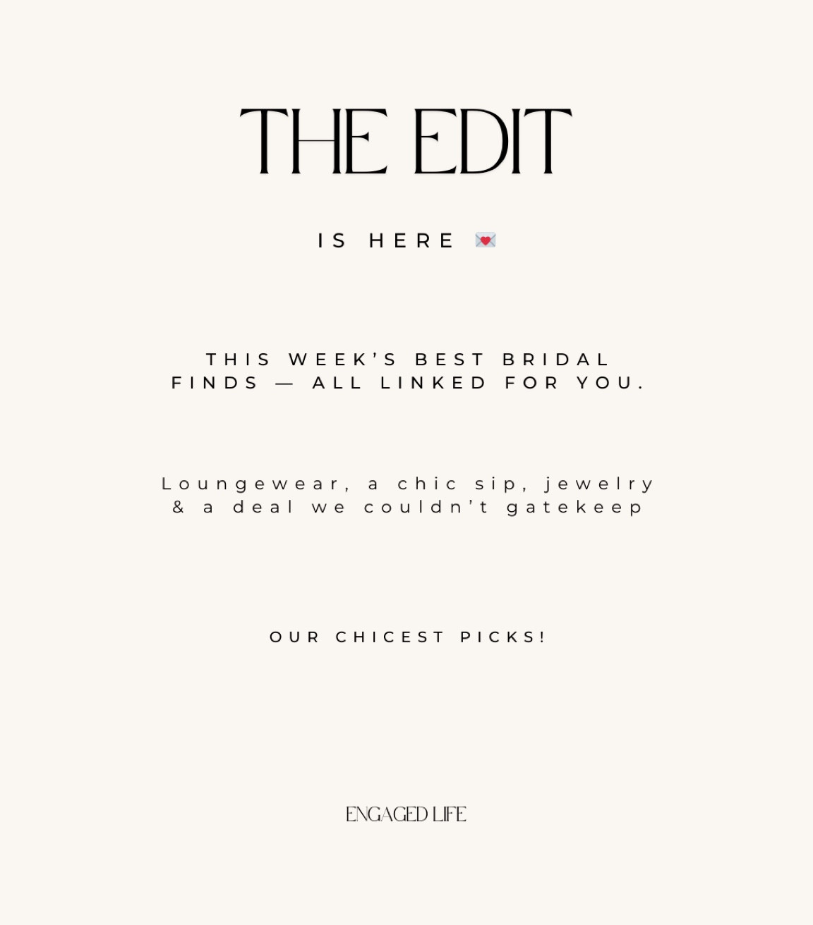 Welcome to The Edit, your Sunday ritual for discovering the chicest bridal finds of the week—all curated, all linked, and all too good to miss. 

#LTKWedding #LTKTravel #LTKSpringSale