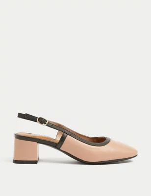 Leather Block Heel Slingback Shoes | Marks & Spencer (UK)