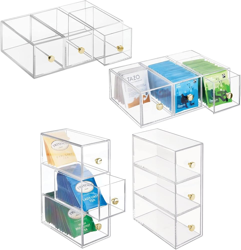 mDesign Plastic Kitchen Pantry Stackable Storage Organizer Container Station, 3 Drawers for Cabin... | Amazon (US)