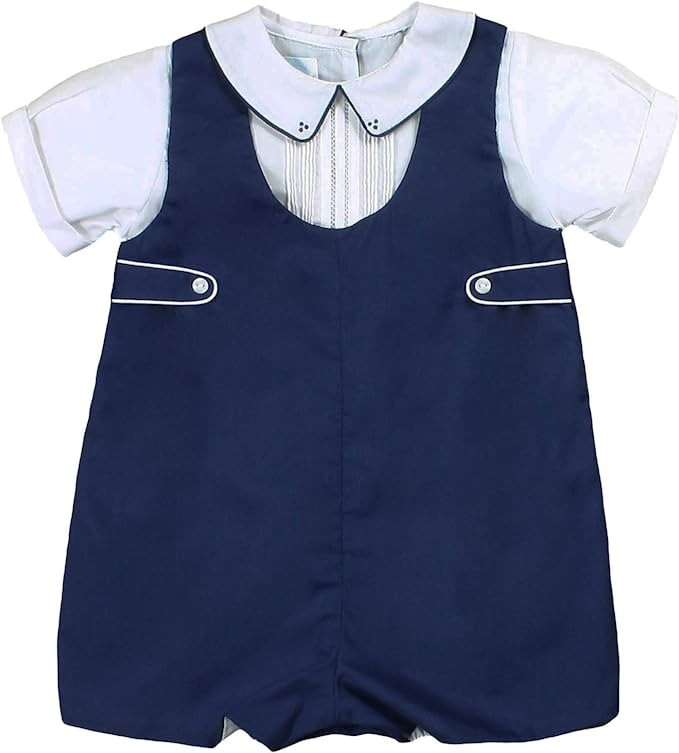 Petit Ami Baby Boys’ Shortall with Pintucks and Side Tabs | Amazon (US)