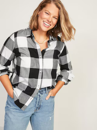 Long-Sleeve Plaid Flannel Shirt for Women | Old Navy (US)