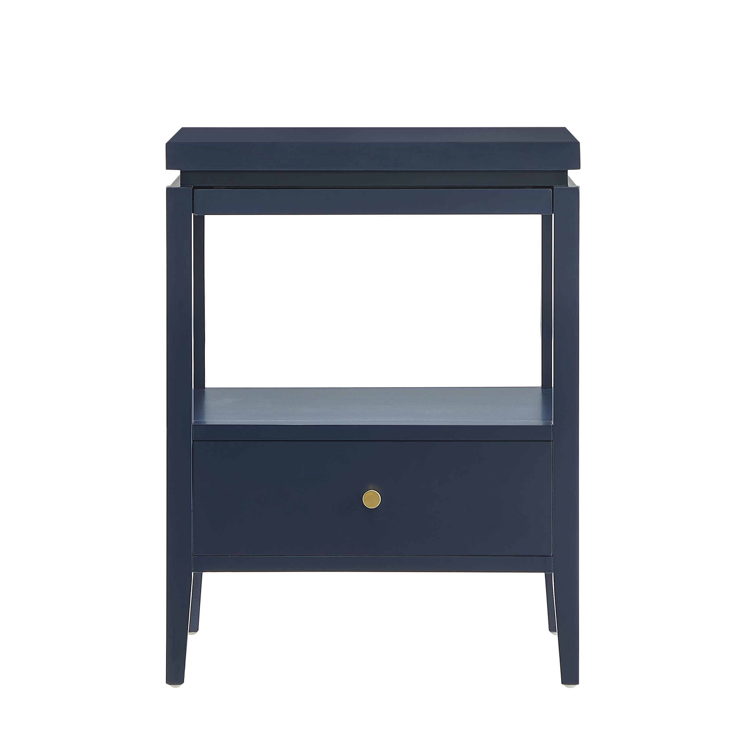 Opava Midnight Blue Wood 1-Drawer Nightstand with Floating Top | Amazon (US)