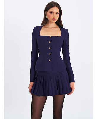 Miss Circle Women's Skyla Indigo Square Neckline Peplum Blazer - Macy's | Macy's