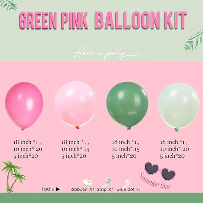 154 PCS Pink & Green Balloon Arch Kit for Baby Shower, Birthday Safari Party - Etsy | Etsy (US)