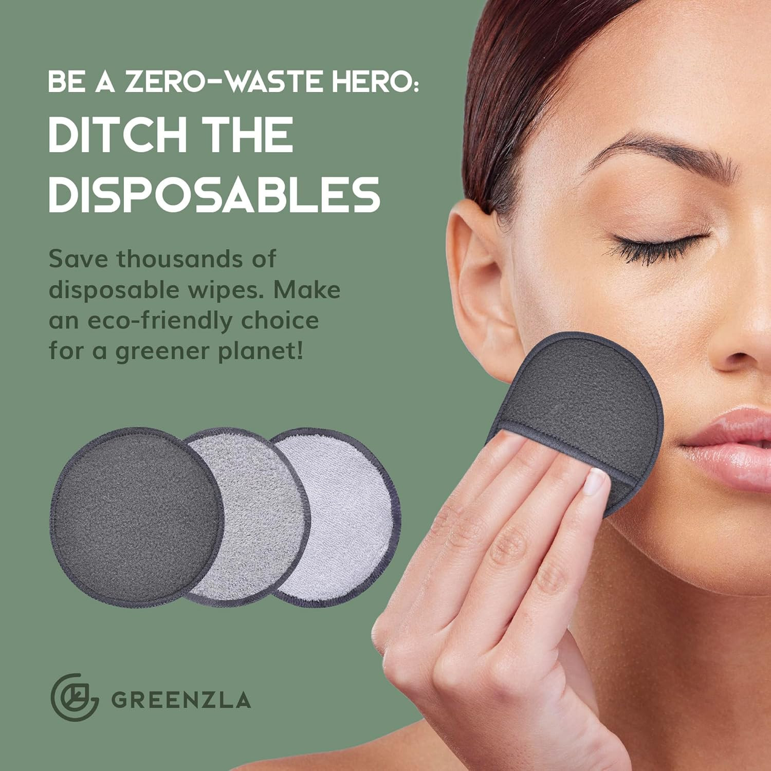 Greenzla Reusable Makeup Remover Pads Premium Set, 12 Pack Microfiber Cotton Pads, Charcoal Cotto... | Amazon (US)