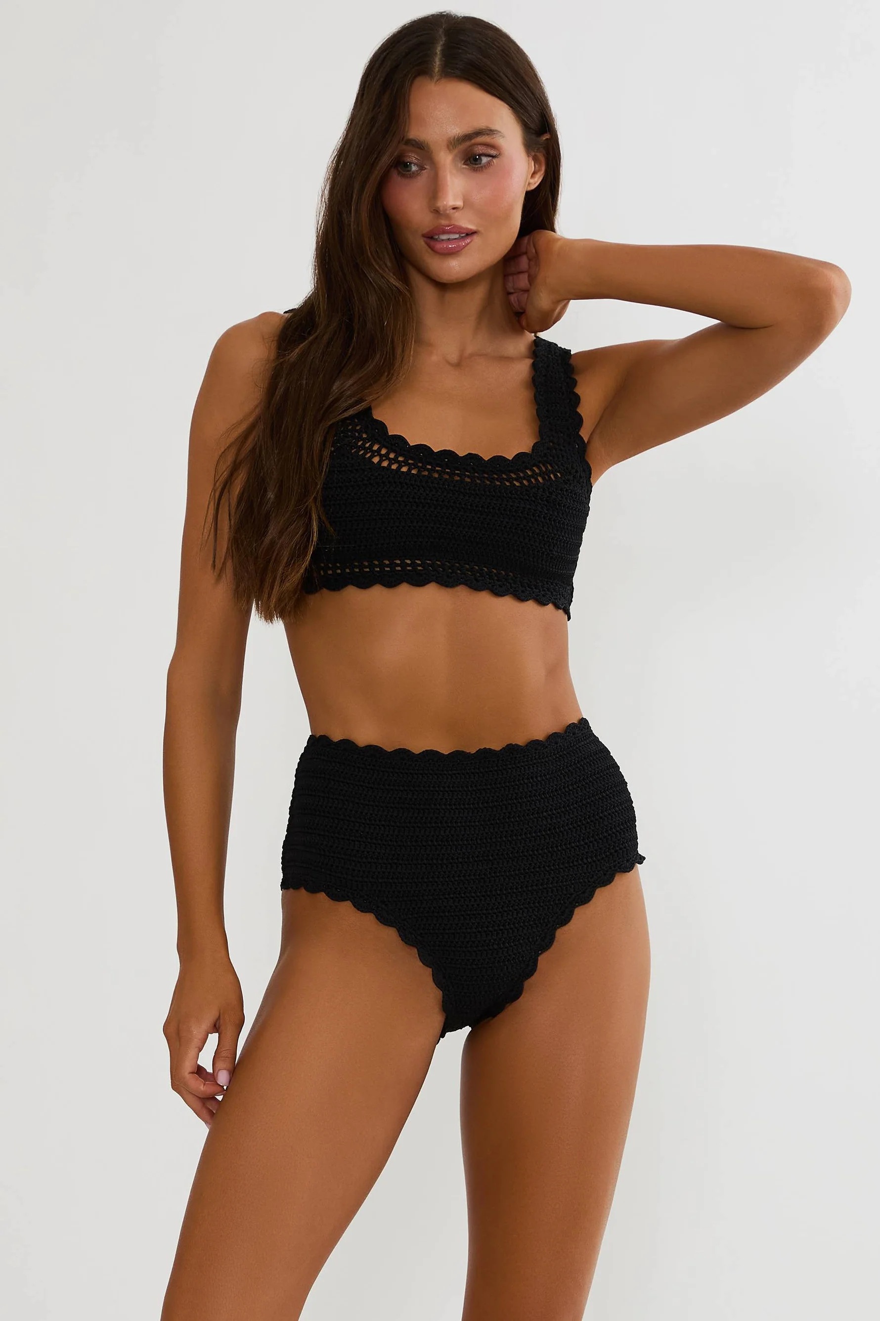 Kirby Bottom Black Crochet | Black High Waist Crochet Bikini Bottom | Beach Riot | Beach Riot