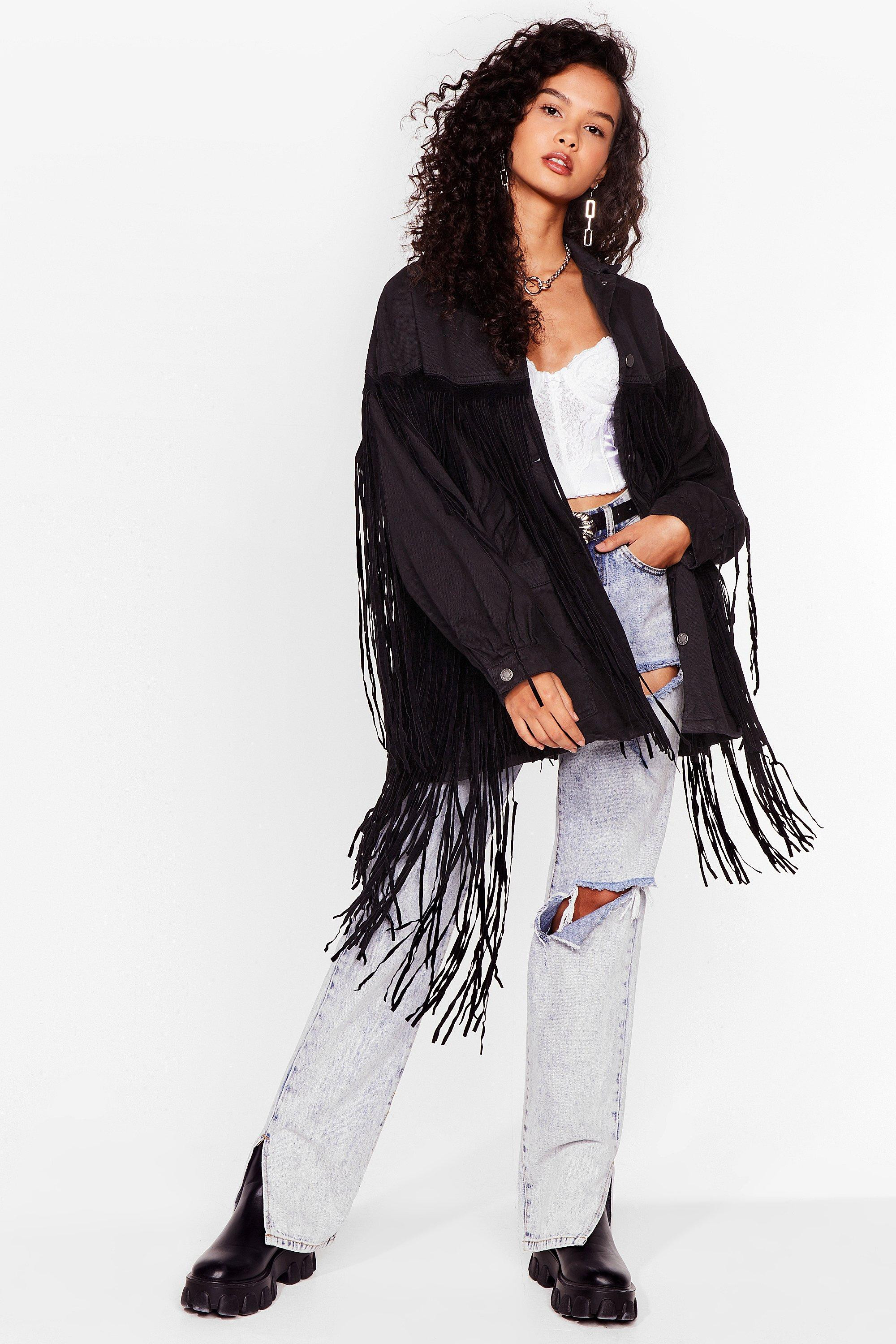In It To Fringe It Oversized Denim Jacket | NastyGal (US & CA)