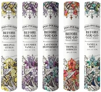 Poo-Pourri Before-You-Go Toilet Spray, Travel Essentials, .34 Fl Oz, In A Pinch Variety 5 Pack, E... | Amazon (US)