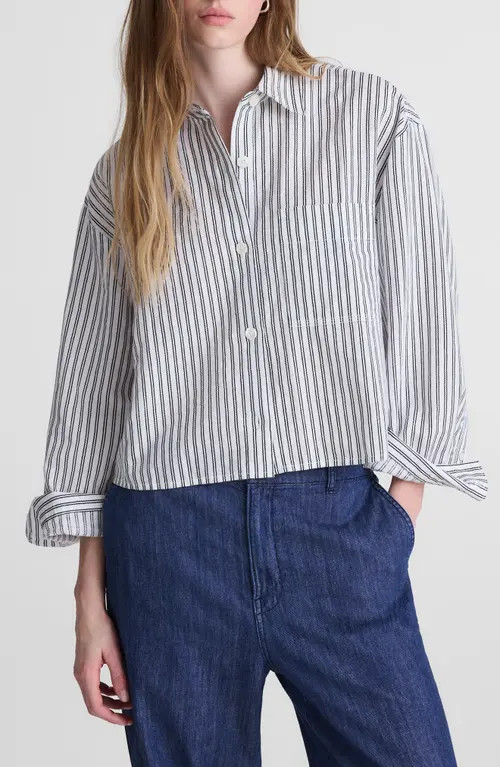 Madewell Straight Hem Linen & Cotton Button-Up Shirt in White at Nordstrom, Size Large | Nordstrom