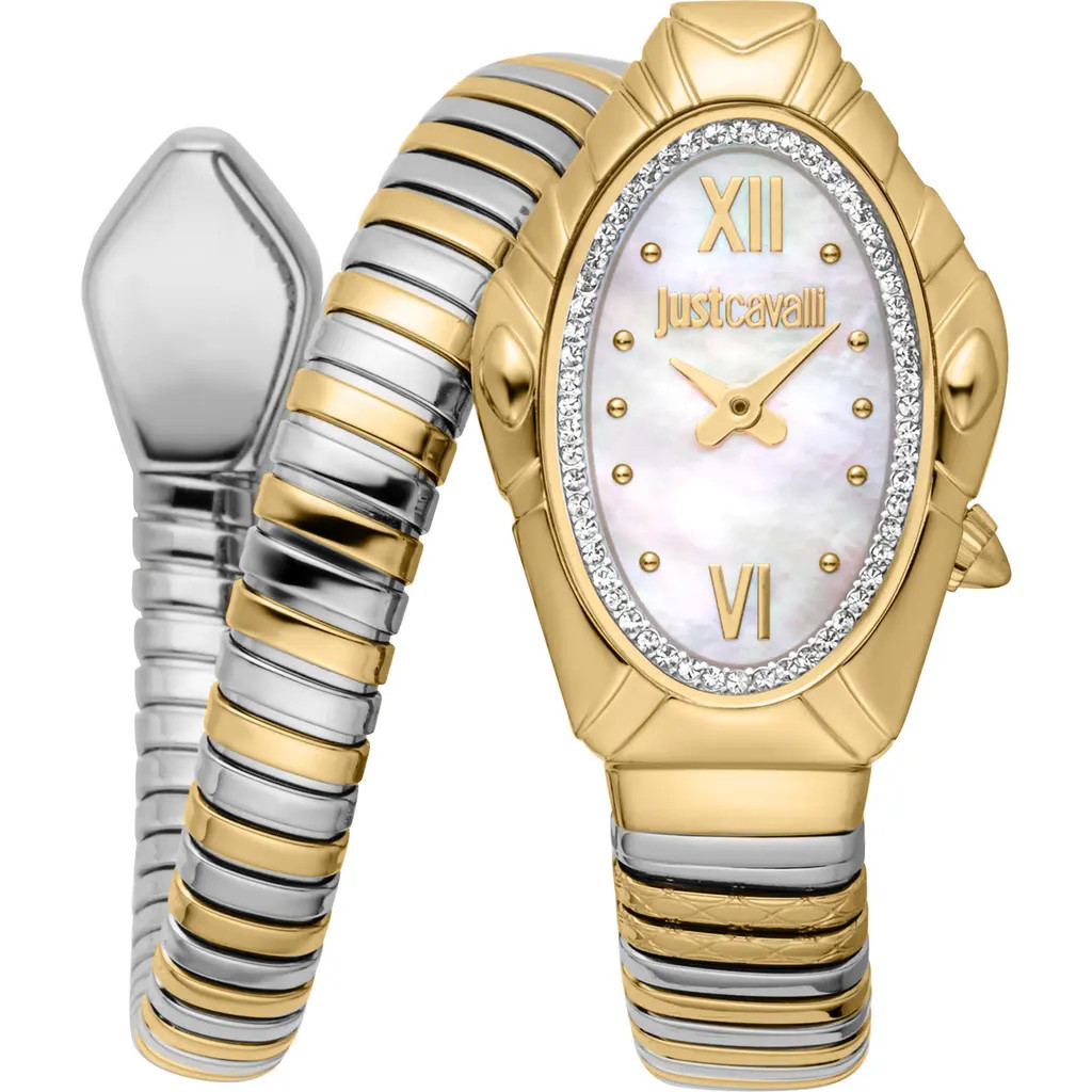 Just Cavalli Snake Bracelet Strap Watch, 25mm x 39mm in Two Tone G/s at Nordstrom Rack | Nordstrom Rack