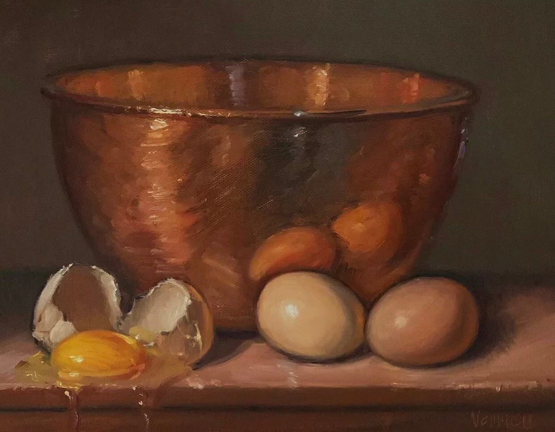 Eggs & Copper Bowl - NOAH VERRIER Original still life oil painting, Signed fine art print | Etsy (US)