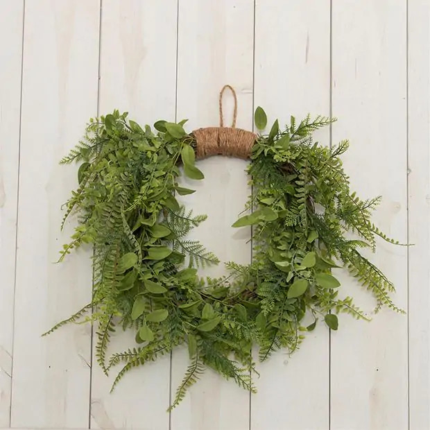 Lush Faux Fern Twig Wreath With Hanger | Antique Farm House