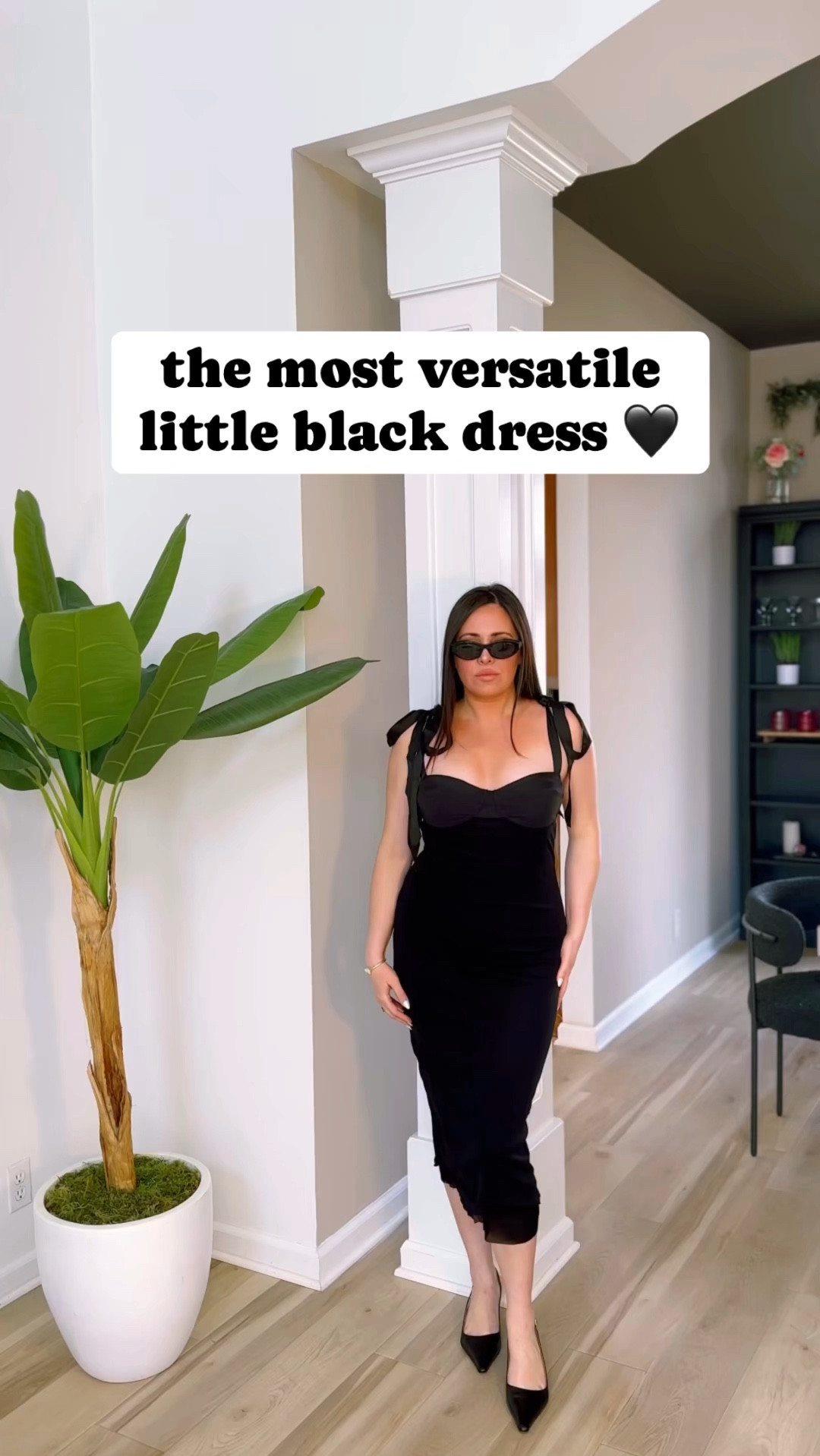 I might have just found the most versatile little black dress 🖤 This slip dress has two, thin layers to it and it's very fitting but comfortable! It's midi length so perfect to dress up or down! The neckline is a sweetheart cut which I think is very flattering for smaller busts. 🫶🫶

I really felt my curves accentuated in this dress! The bow ties are great because they add detail to dress up the shoulders. I think they help draw attention away from your arms and shoulders if you don't like that area of your body. I know I wish mine were slimmer and not as muscular so this made me feel like they looked a little more delicate. 

I paired this with my Prada sunglasses, Sam Edelman sling backs, Saint Laurent bag, and Kendra Scott jewelry. I have tagged that all here, but I'll also tag other shoes and accessories you could wear with this dress!

✌🏼🫶✨

#LTKstyletip #LTKworkwear #LTKmidsize