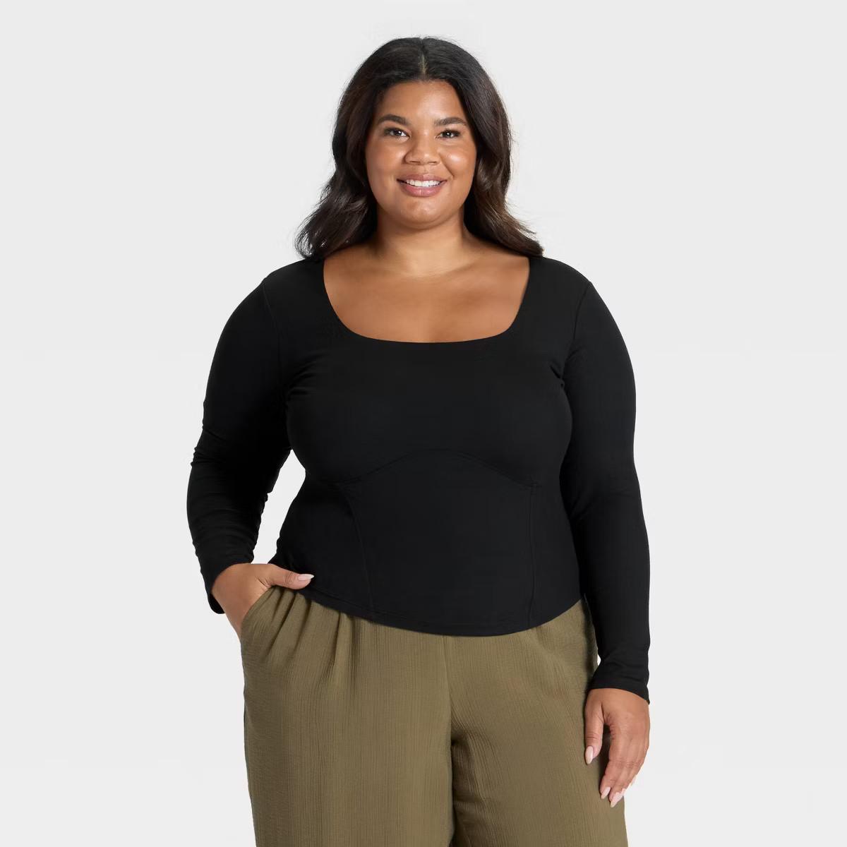 Women's Slim Fit Long Sleeve Corset Top - A New Day™ | Target