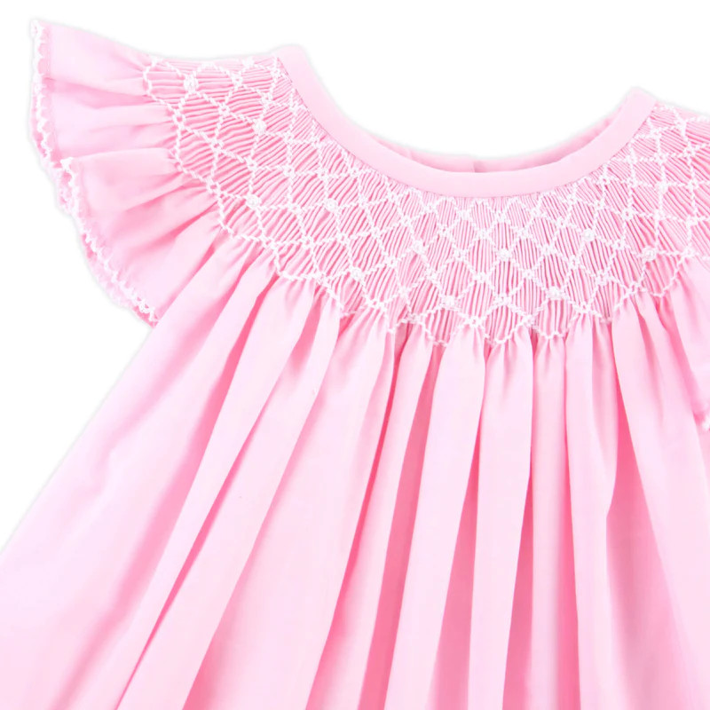 Shine Like A Pearl Pink Smocked Bubble | Classic Whimsy