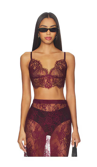Aislin Lace Bralette Top in Dark Port | Revolve Clothing (Global)