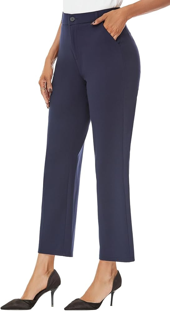 iChosy Women's Straight Leg Dress Work Ankle Pants Business Office Casual Slacks with Pockets | Amazon (US)
