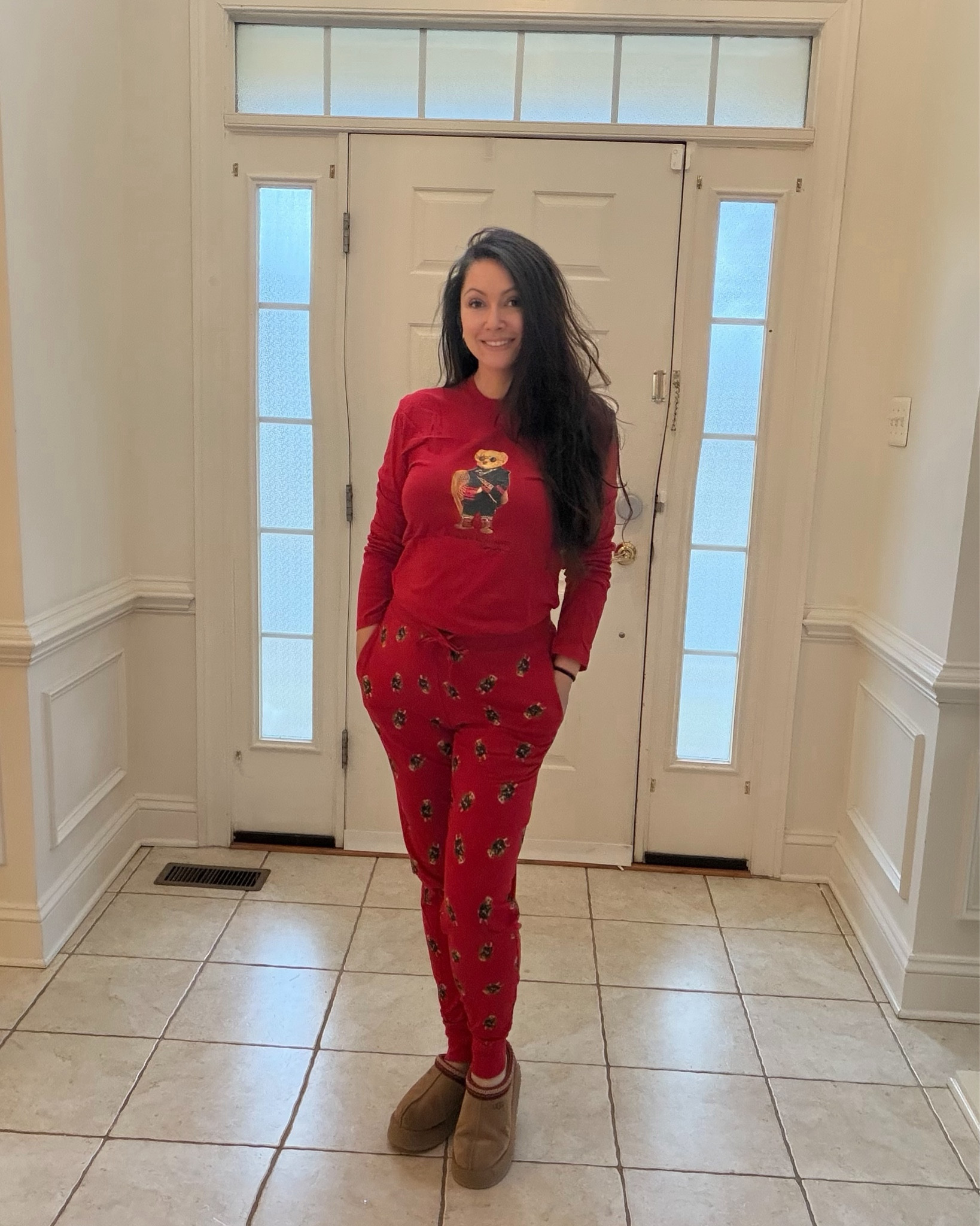 The best selling Ralph Lauren  PJS from Macy’s still on huge sale are in and I love them! We got matching one for me , husband and daughter! 
Gray is medium - sleeves are long but the rest of the fit is fine. I still like it more as it gives me eating room and I actually like very long sleeves ( also I am 5’4 so there is that)
Red is small - tighter fit, sleeves are perfect but honestly pockets aren’t super smooth on my hips which bothers me a bit. I do love the color though! 

#LTKCyberWeek #LTKSeasonal #LTKHoliday