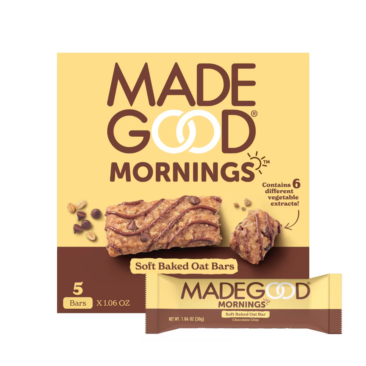 MadeGood Morning Chocolate Chip Bars - 5ct/4.25oz | Target