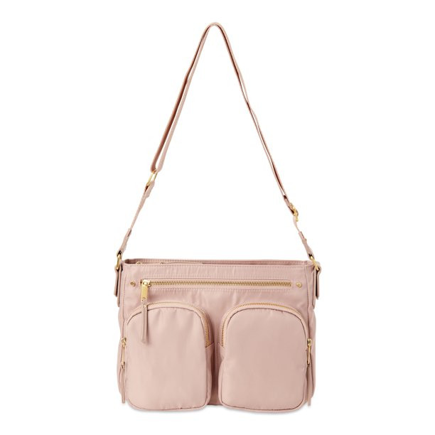 Time & Tru Mattie Nylon Women's Crossbody Bag, Nomad Brown | Walmart (US)