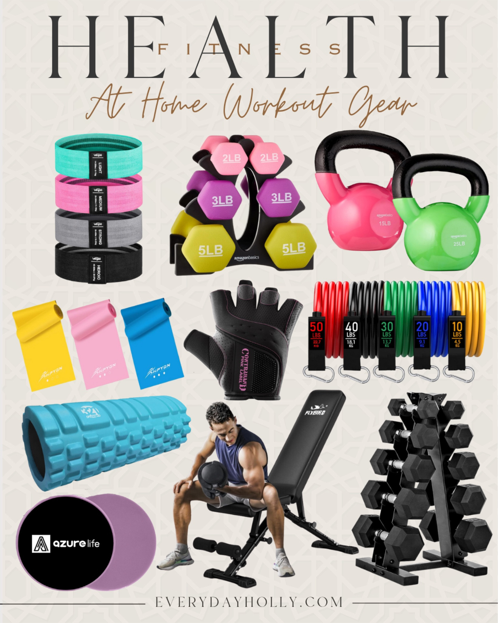 Essential at home workout gear 

Fitness  Workout  Exercise  Faster way to fat loss  Resistance bands  Kettlebell  Foam roller  Weights  Sliders  Bench

#LTKSeasonal #LTKfitness #LTKover40