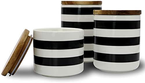 Sunddo Ceramic Canister Set with Bamboo Lid Perfect Coffee Tea Food Storage Candy Sugar Canisters... | Amazon (US)