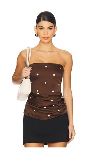 Luisa Top in Brown & Cream Dot | Revolve Clothing (Global)