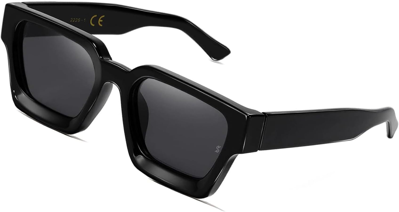 SHEEN KELLY Retro Thick Rectangle Chunky Sunglasses Women Men Trendy Square Black Shades Tortie F... | Amazon (US)
