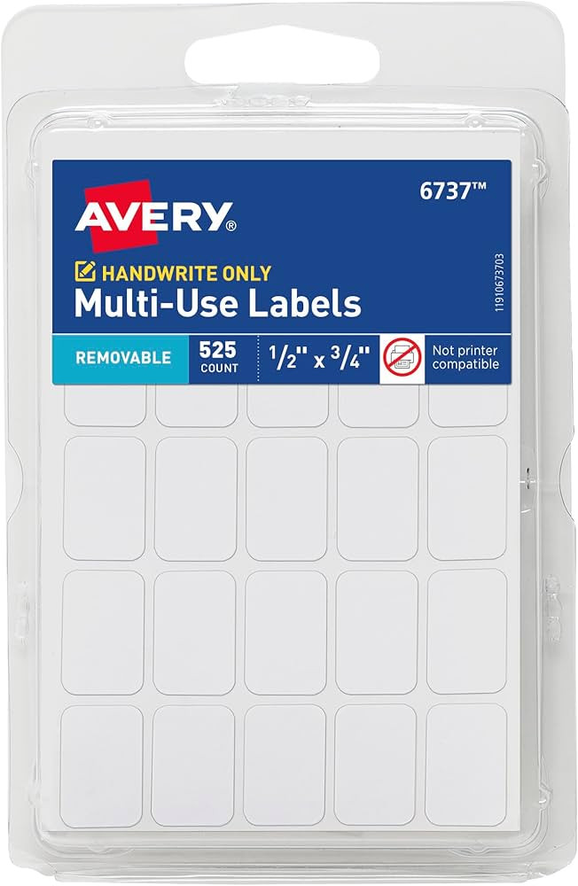 Avery Multi-Use Removable Labels, 1/2" x 3/4", White, Non-Printable, 525 Blank Labels Total (6737... | Amazon (US)