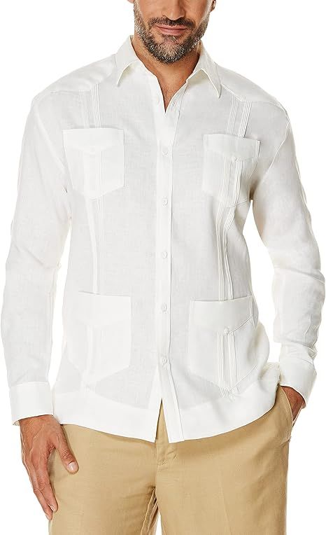 Cubavera Men's 100% Linen Four-Pocket Long Sleeve Button Down Guayabera Shirt (Size Small-5x Big ... | Amazon (US)