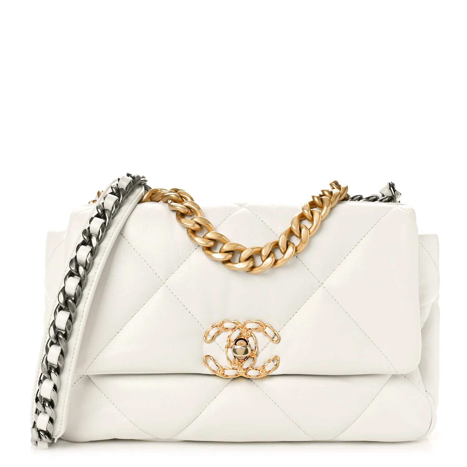 Goatskin Quilted Medium Chanel 19 Flap White | FASHIONPHILE (US)