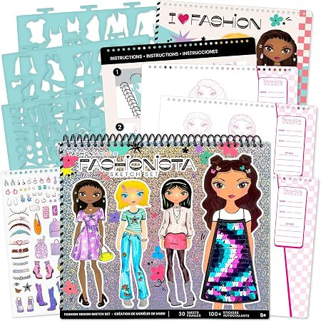 Fashion Angels Fashion Design Sketch Portfolio | Includes 40 Sketch Sheets, 4 Stencil Sheets & St... | Amazon (US)