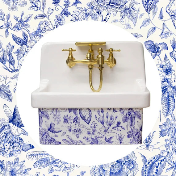 Limited Edition Artist Series Coupe d'Carre Small Wall Mount High Back Bath Sink Antique Porcelai... | Etsy (US)