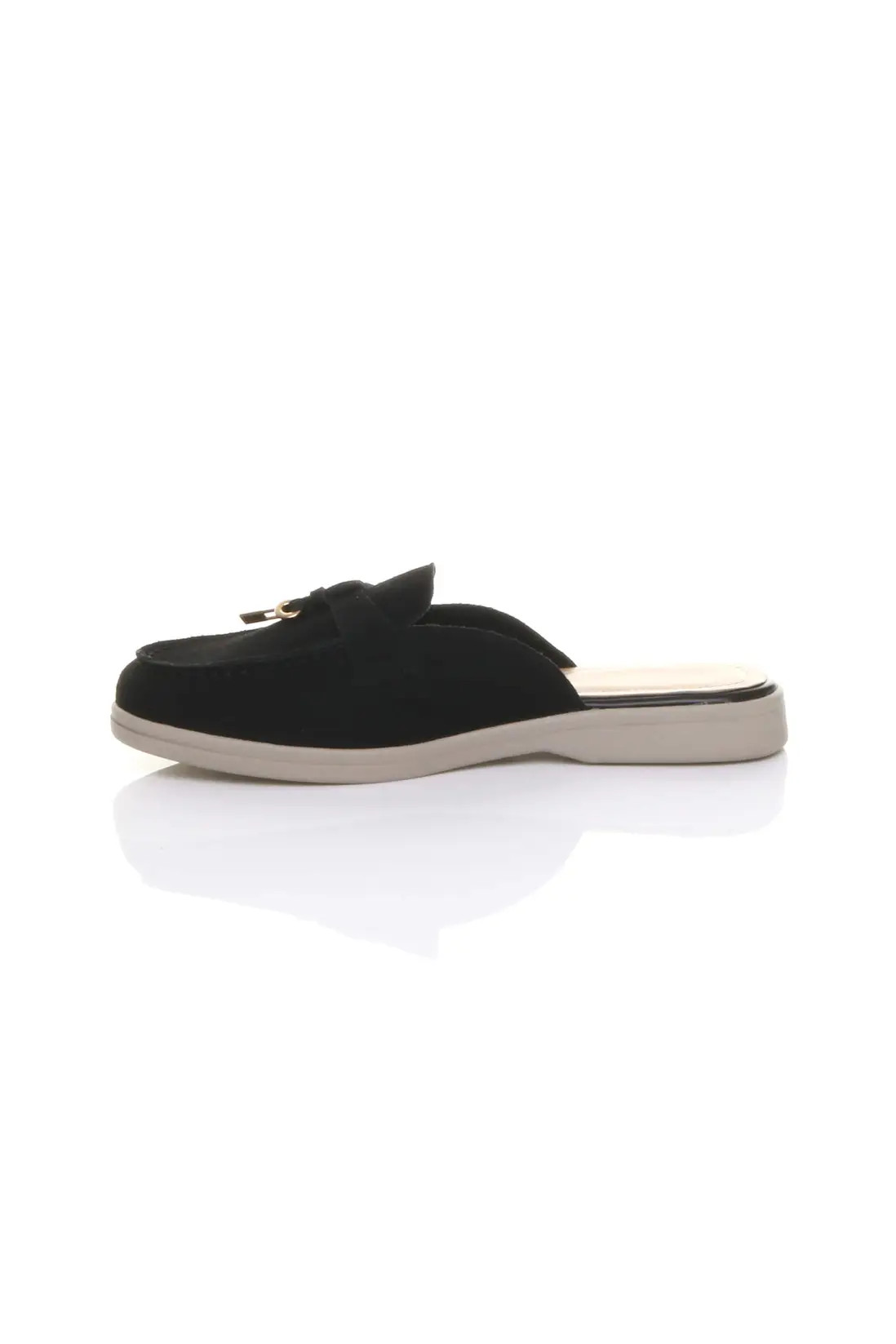 Navy AJVANI Flat Slip On Open Back Loafers Mules | Boohoo | Boohoo.com (UK & IE)