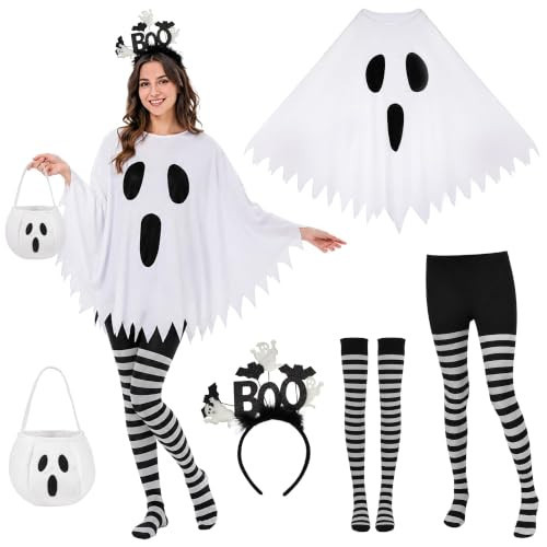 Ueyben 5 PCS Ghost Costume Women, Halloween Costume for Women White | Amazon (US)