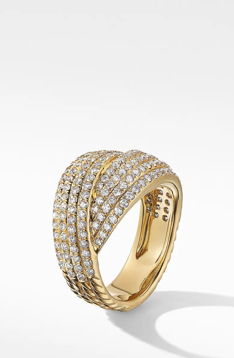 David Yurman Origami Ring in 18K Yellow Gold with Full Pavé Diamonds | Nordstrom | Nordstrom