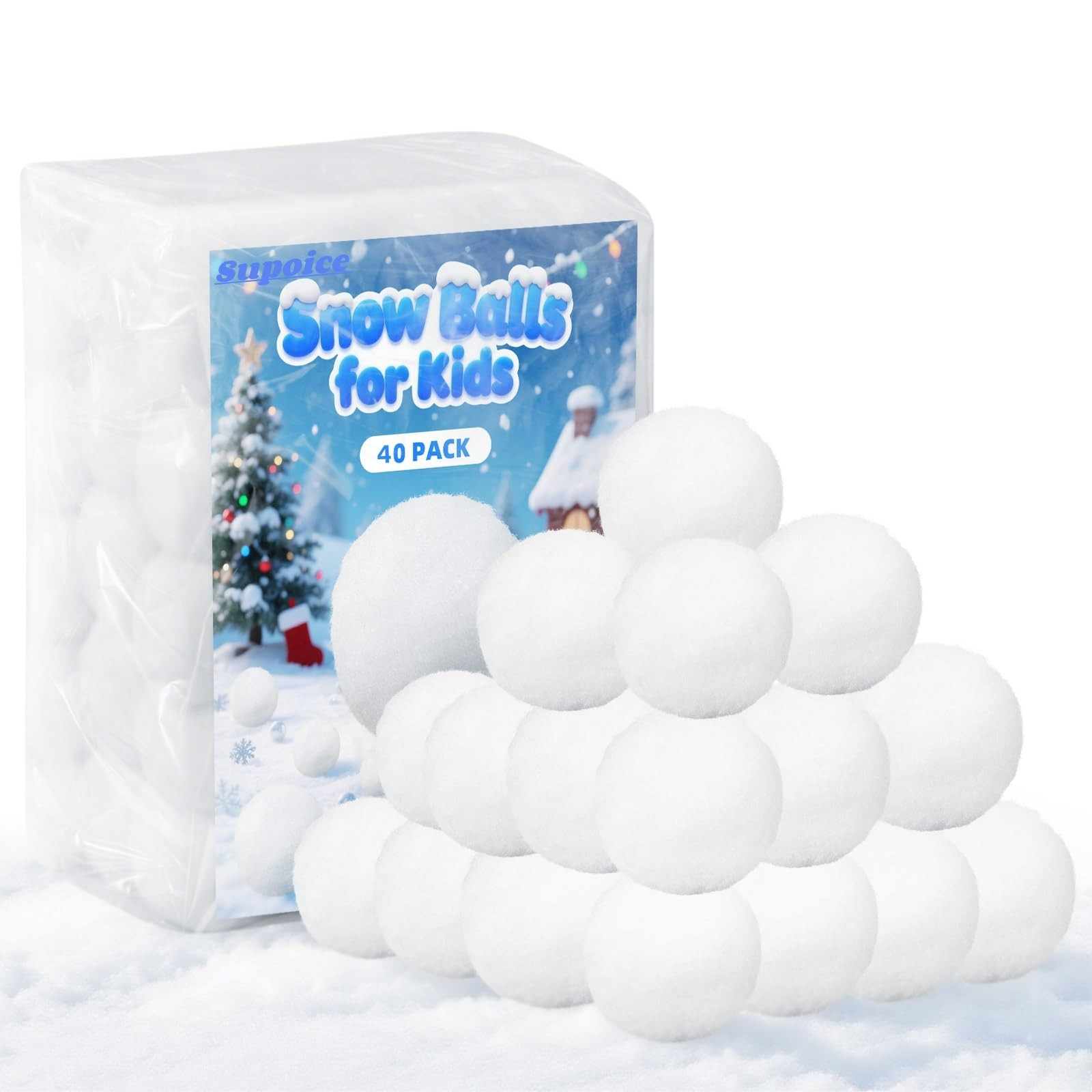 Supoice 40 Pack Snow Balls Indoor 2 Inch Large Snow Fight Balls Christmas & Winter Holiday Realis... | Amazon (US)