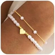 Yoosteel Pearl Bracelets for Women, Valentines Day Gifts Dainty 14K-Gold-Plated Pearls Beaded Lin... | Amazon (US)