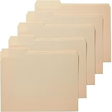 Amazon Basics File Folders with Tabs for Filing, 1/3-Cut Tab, Assorted Positions, 8.5x11 inches, ... | Amazon (US)