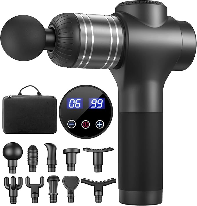 Massage Gun, Upgraded Deep Tissue Muscle Massager Percussion Massage Gun for Athletes (Gray) | Amazon (US)