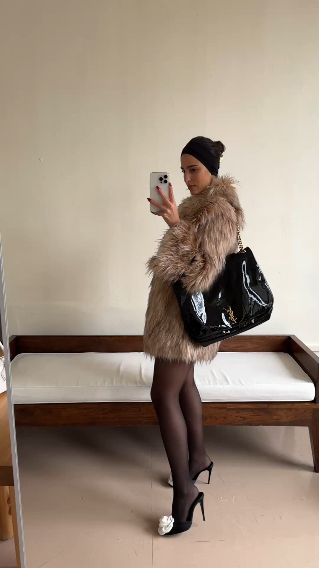 Khaite faux fur jacket, Wolford tights, YSL patent oversized tote bag, Magda Butrym flower shoes, Wardrobe NYC blazer dress

#LTKspring #LTKluxury #LTKAprilSpotlight