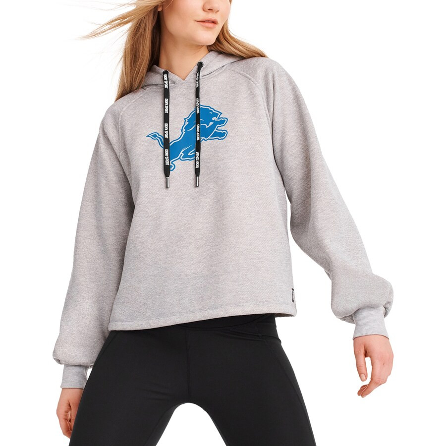 Detroit Lions DKNY Sport Women's Debbie Dolman Raglan Pullover Hoodie - Heather Gray | Fanatics