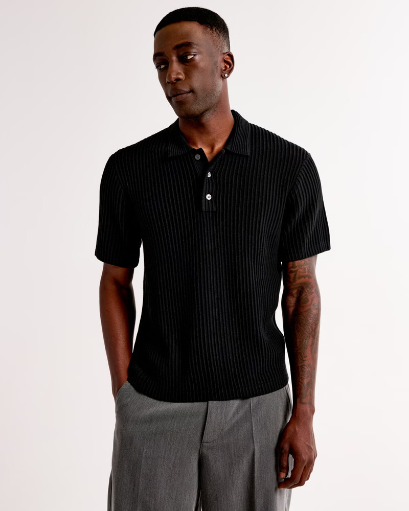 Plisse 3-Button Sweater Polo | Abercrombie & Fitch (US)