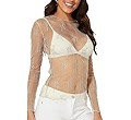 WIHOLL Womens Mesh Sheer Tops Sexy Crew Neck Summer Loose FIt Party Clubwear Shirts | Amazon (US)